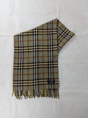 Authentic Burberry 100% Cashmere Nova Check Green Scarf Unisex